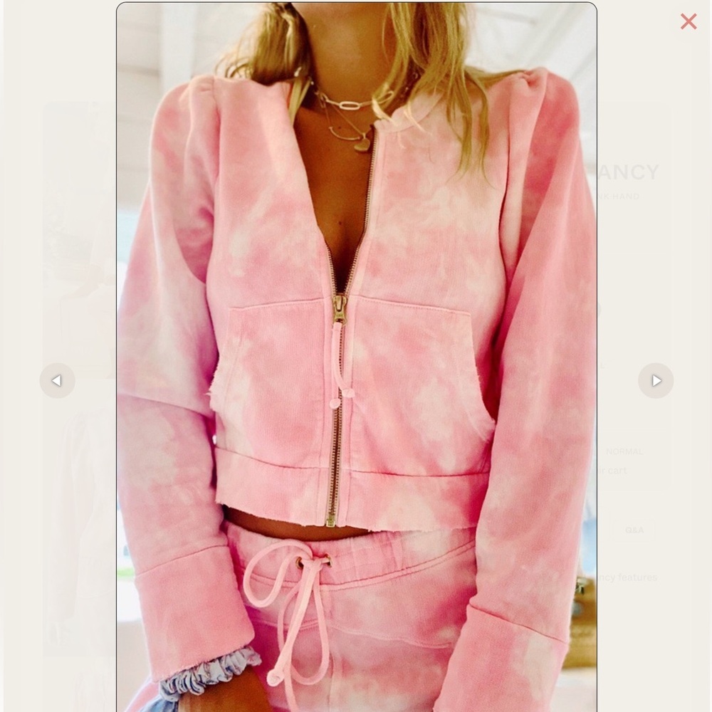 LoveShackFancy Minnow Pink Blossom Pink Tie Dye Sweatshirt Size Small‎